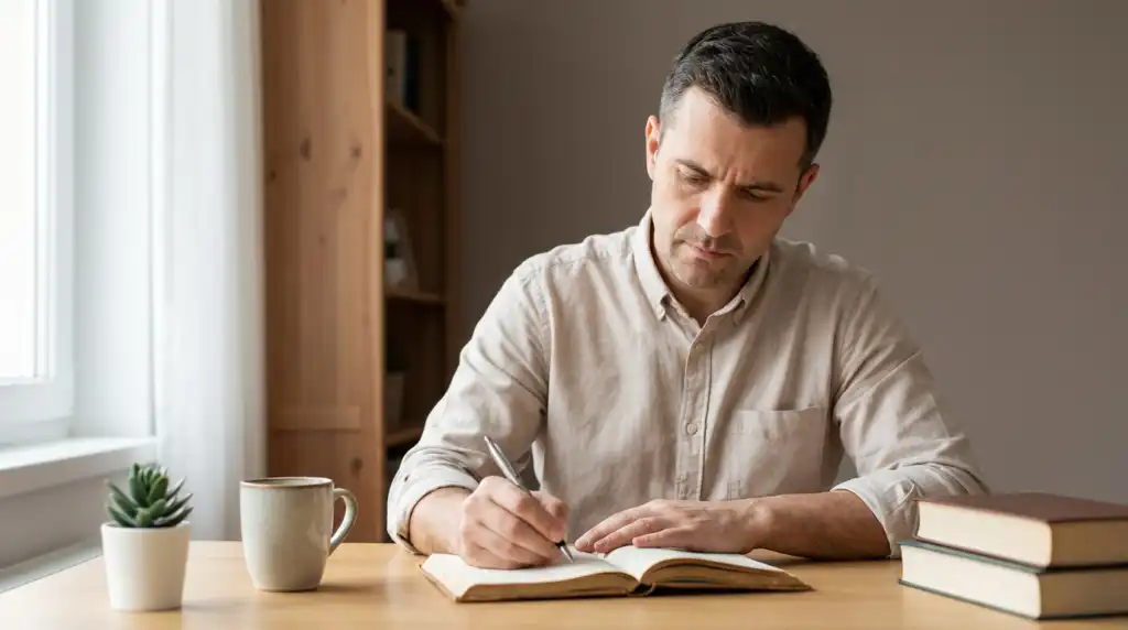 man working on emotional healing and moving past guilt after divorce