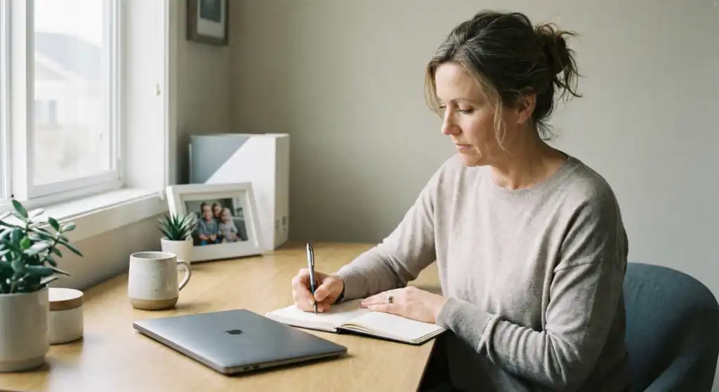 parent calmly documenting co-parent communication about children