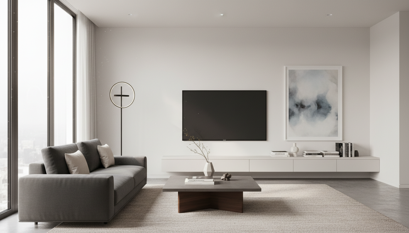 A minimalist, clean apartment representing a clear, focused mind.